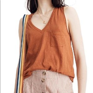 Madewell Whisper Pocket V-Neck in Burnt Clay Size L